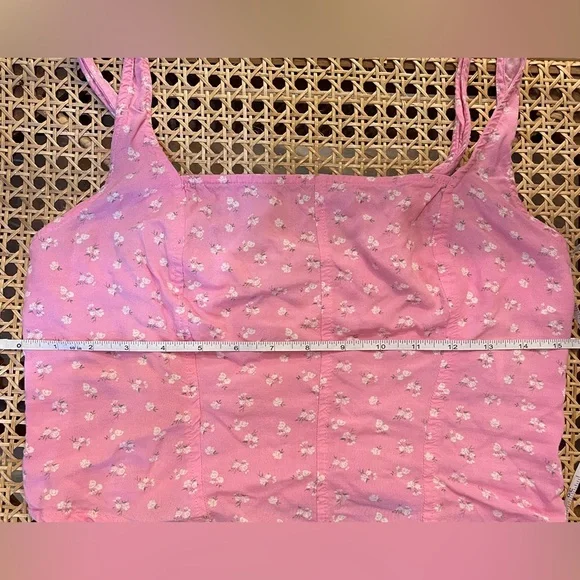 Hollister Women's Seamed Corset Crop Top Floral Pink Size Large - Picture 6 of 7
